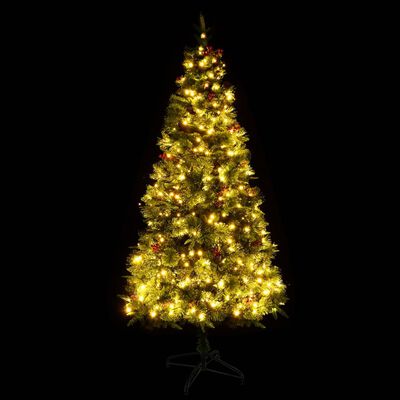 vidaXL Albero di Natale Preilluminato con Pigne Verde 195 cm PVC e PE