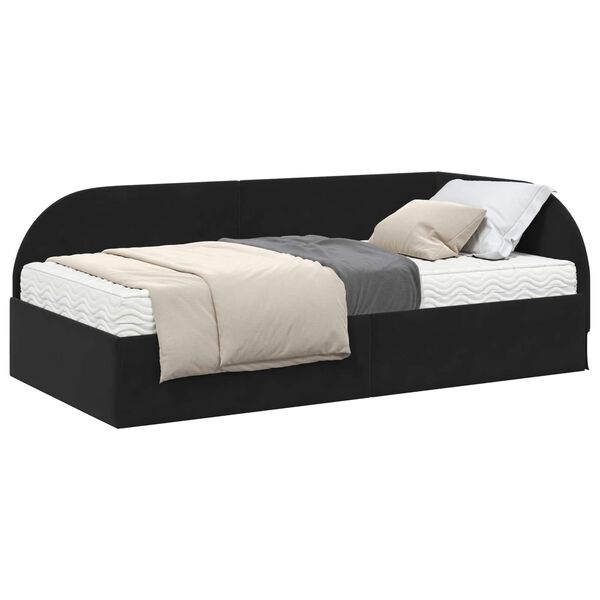 vidaXL Struttura Letto Angolare con Materasso 2 pcs Nero Velluto