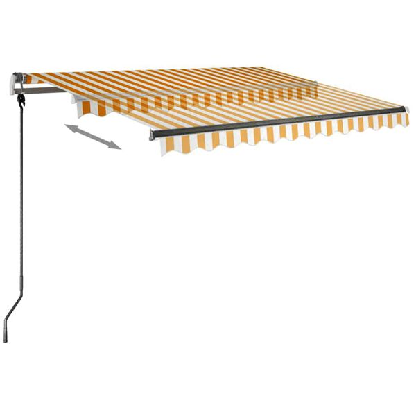 vidaXL Tenda da Sole Retrattile Manuale LED 350x250 cm Gialla e Bianca