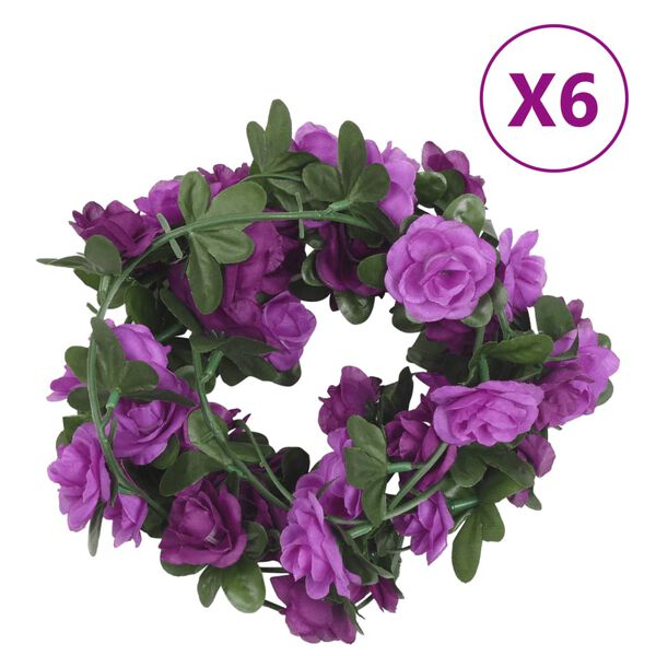 vidaXL Ghirlande Fiori Artificiali Natale 6 pz Viola Chiaro 240 cm
