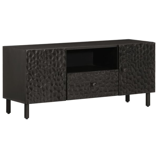 vidaXL Mobile Porta TV Nero 105x33x46 cm in Legno Massello di Mango
