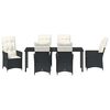 vidaXL Set da Pranzo per Giardino con cuscino 7 pcs Nero polyrattan