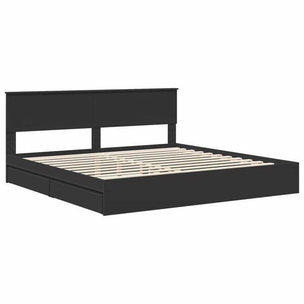 vidaXL Letto con Contenitore Nero 200 x 200 cm Legno multistrato