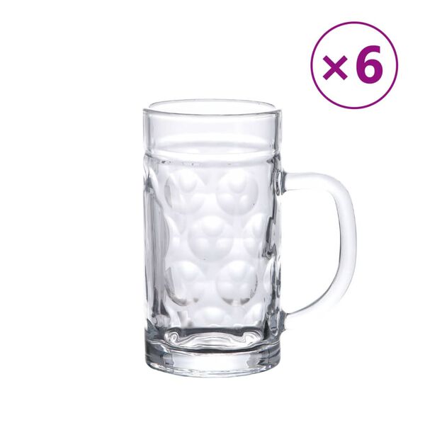 vidaXL Bicchieri da Pinta in Vetro 6 pz 500 ml