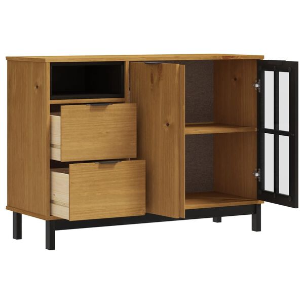 vidaXL Credenza FLAM 110x40x80 cm Anta in Vetro Massello di Pino