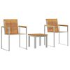 vidaXL Lettino da sole 3 pz Legno Teak Massello e Acciaio Inossidabile