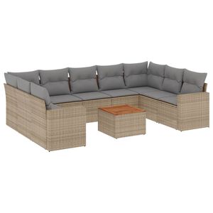 vidaXL Set Divano da Giardino 10 pz con Cuscini Beige in Polyrattan