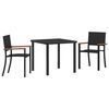 vidaXL Set da Pranzo per Giardino 3 pz Nero