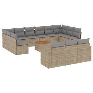vidaXL Set Divani da Giardino 14pz con Cuscini in Polyrattan Beige