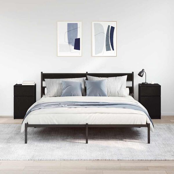 vidaXL Comodini 2pz Neri 39x35x65 cm in Legno Multistrato