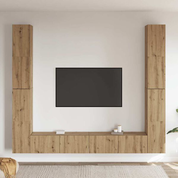 vidaXL Mobili TV a Parete 6 pz Rovere Artigianale Legno Multistrato