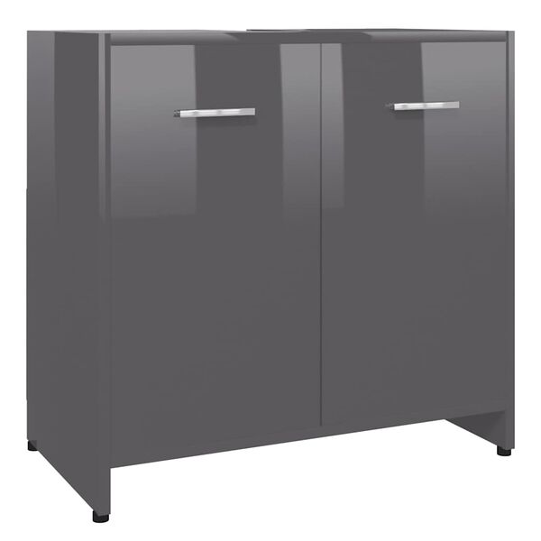 vidaXL Mobile da Bagno Grigio Lucido 60x33x61 cm in Legno Multistrato