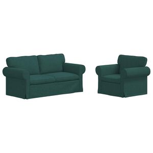 vidaXL Set di divani 2 pcs Verde Scuro 175 x 82 x 80 cm Tessuto