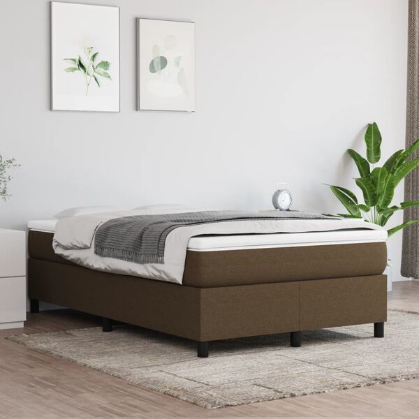 vidaXL Struttura Letto a Rete a Molle Marrone Scuro 120x200 cm Tessuto