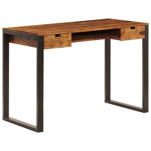vidaXL Scrivania 110x55x78 cm Massello di Acacia e Acciaio