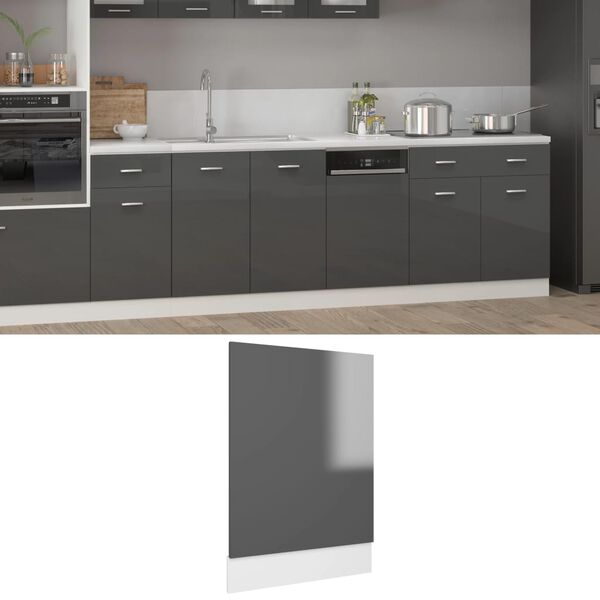 vidaXL Pannello Lavastoviglie “Lyon” Grigio Lucido 45x3x67 cm