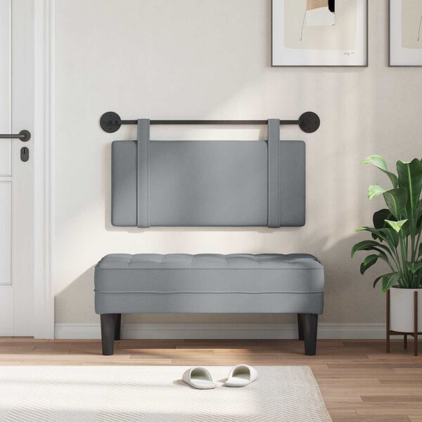 vidaXL Testata appesa Tinta unita Grigio chiaro 90 x 55 x 5 cm Tessuto