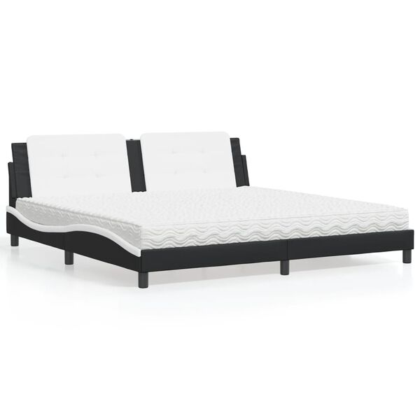 vidaXL Letto con Materasso Zadar Nero e Bianco 200x200cm in Similpelle