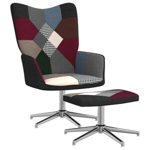 vidaXL Sedia Relax con Sgabello in Tessuto Patchwork