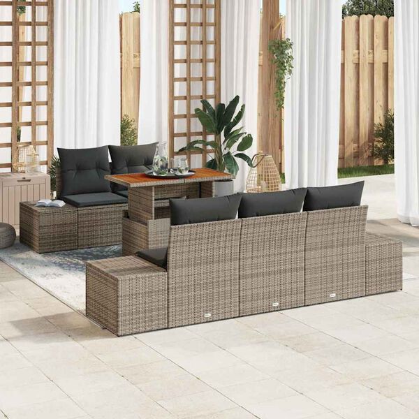 vidaXL Set Divano da Giardino 6 pcs Grigio Poly Rattan