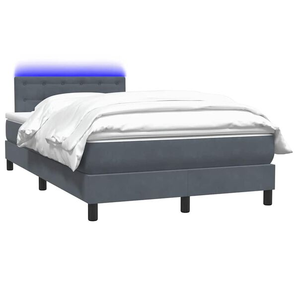 vidaXL Letto a Molle con Materasso e LED Grigio Scuro 120x220 cm Velluto