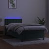 vidaXL Letto a Molle con Materasso e LED Verde Scuro 90x200cm Velluto