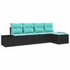 vidaXL Set Divano da Giardino 5 pz Nero e Turchese polyrattan