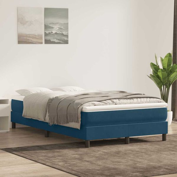 vidaXL Letto a Molle senza Materasso Blu Scuro 120x220 cm in Velluto