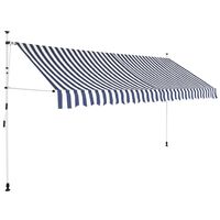 vidaXL Tenda da Sole Retrattile Manuale 350 cm a Strisce Blu e Bianche