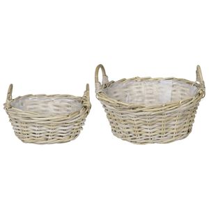 vidaXL Cesto per Piante GENDT 2 pz Grigio naturale Rattan Kubu