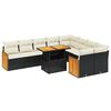 vidaXL Set Divani da Giardino 10pz con Cuscini in Polyrattan Nero