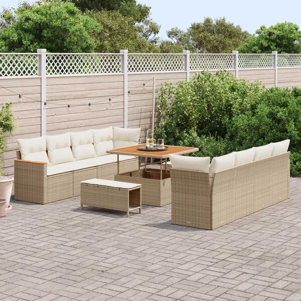 vidaXL Set Divano da Giardino 11 pcs Beige polyrattan