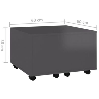 vidaXL Tavolino da Salotto Grigio Lucido 60x60x38 cm Legno Multistrato