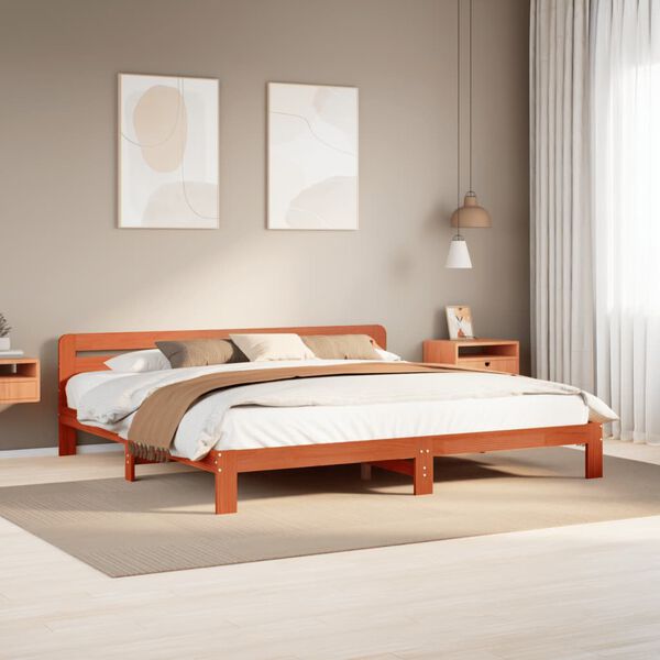 vidaXL Letto senza Materasso Marrone Cera 180x200 cm in Legno di Pino