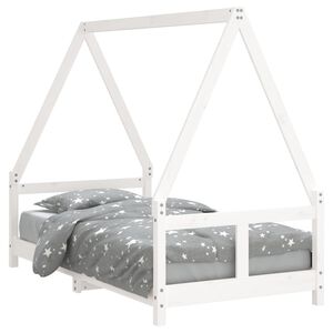 vidaXL Giroletto per Bambini Bianco 80x160cm in Legno Massello di Pino