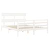 vidaXL Giroletto con Testiera Bianco 160x200 cm Legno Massello