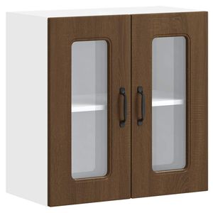 vidaXL Pensile da Cucina con Porta in Vetro Kalmar Rovere Marrone