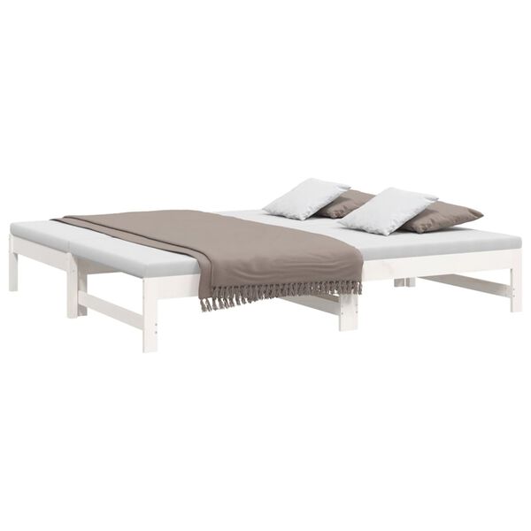 vidaXL Dormeuse Estraibile Bianca 2x(75x190) cm Legno Massello di Pino