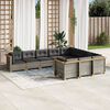 vidaXL Set Divano da Giardino 10 pz con Cuscini Grigio in Polyrattan