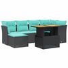 vidaXL Set Divani da Giardino con Cuscini 7pz Nero Polyrattan Acacia