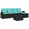 vidaXL Set di divani con cuscino 6 pcs Nero e Turchese polyrattan