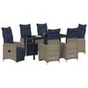 vidaXL Set di tavolo e sedie con cuscino 7 pcs Grigio Rattan in PE