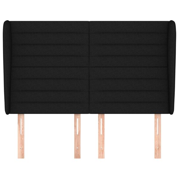 vidaXL Testiera ad Orecchio Nera 147 x 23 x 118/128 cm in Tessuto