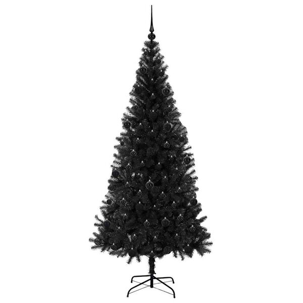 vidaXL Albero di Natale con 300 LED con supporto Nero 210 cm PVC