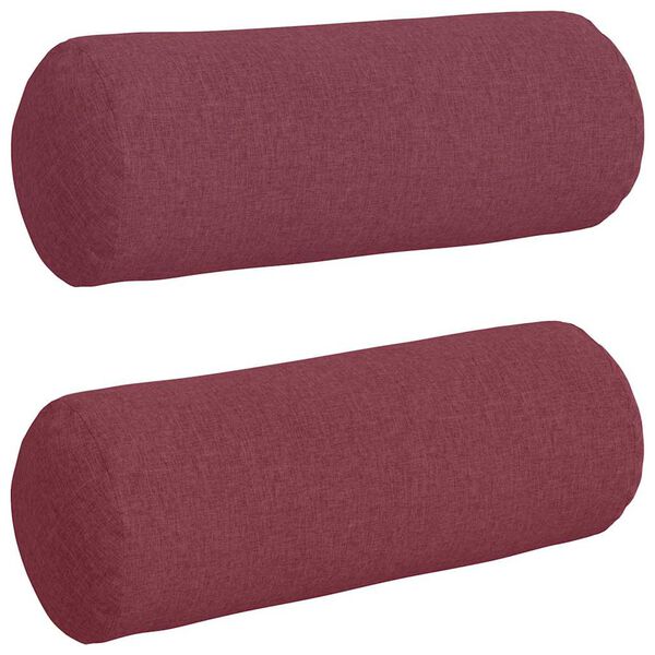 vidaXL Cuscini a rullo 2 pcs Rosso Vino &Oslash; 25 x 70 cm Tessuto
