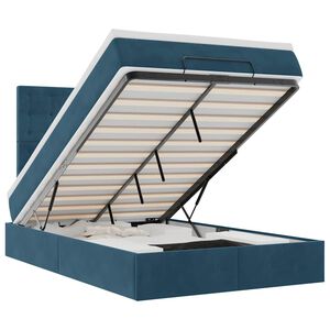 vidaXL Struttura Letto Pouf con Materassi Blu Scuro 120x200 cm Velluto