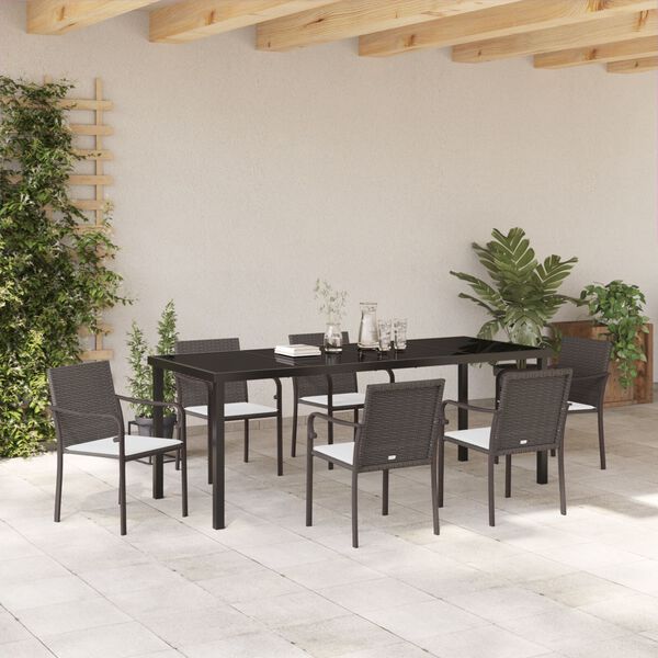 vidaXL Set da Pranzo per Giardino 7 pcs Marrone e Nero Rattan in PE