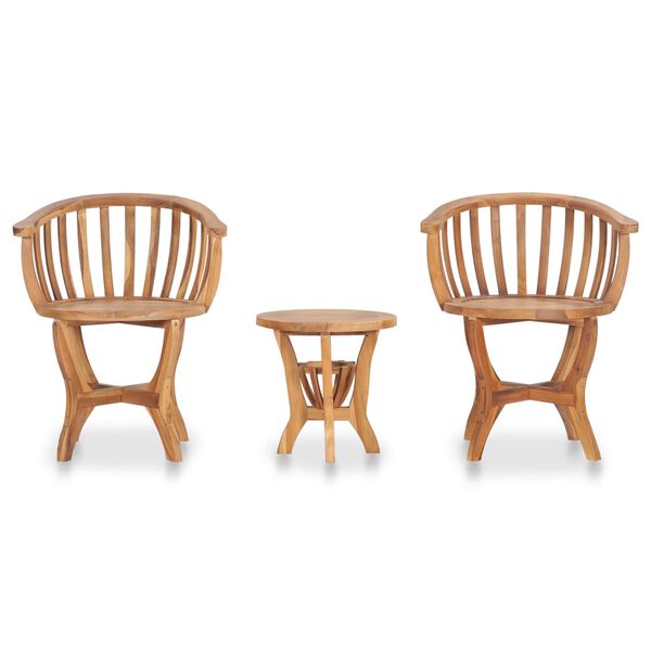 vidaXL Set da Bistrot da Giardino 3 pz in Legno Massello di Teak