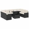 vidaXL Set Divani da Giardino 10pz con Cuscini in Polyrattan Nero