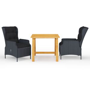 vidaXL Set Mobili da Pranzo per Giardino 3 pz Marrone